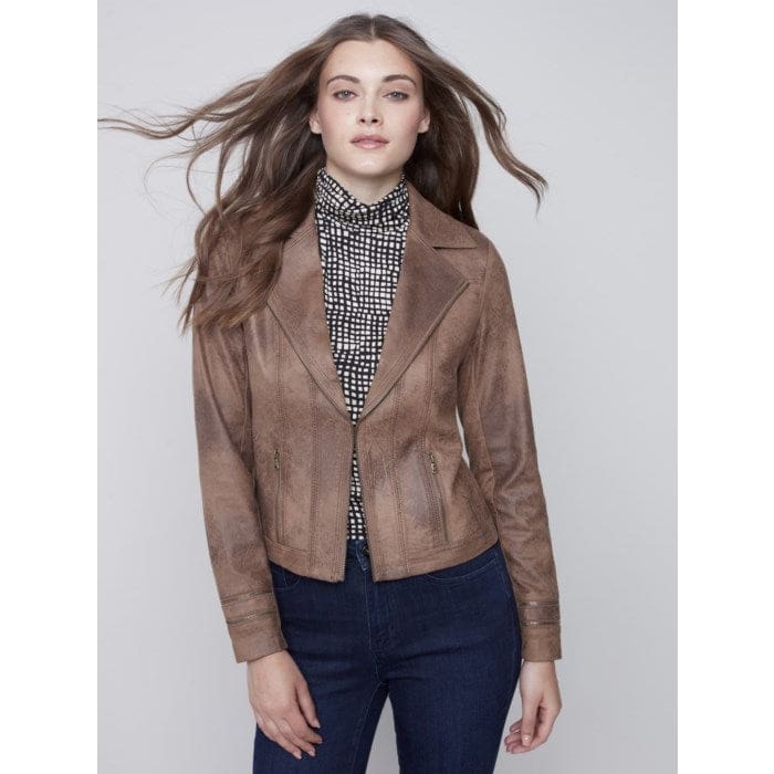 Faux suede moto hot sale jacket women's