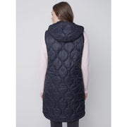 Charlie B - C6268-388B Long Quilted Puffer Vest with Hood - Jackets and Coats