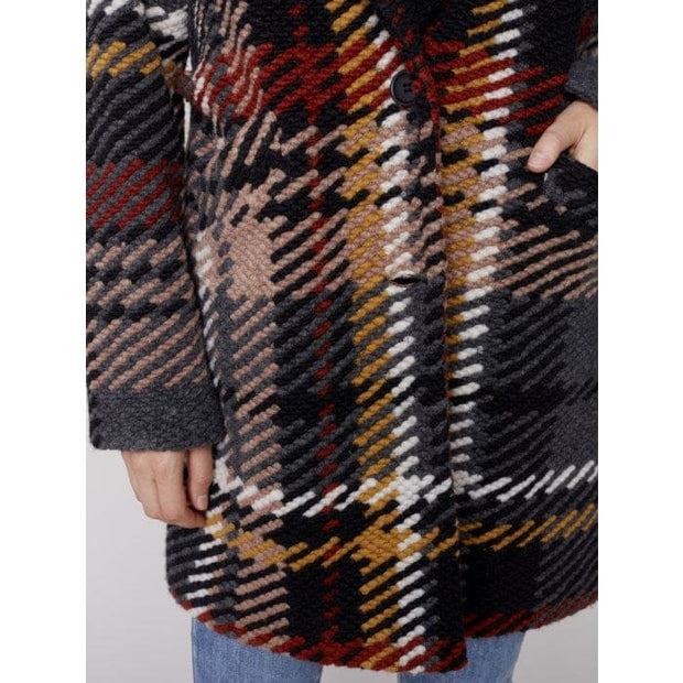 Charlie B - C6276-642B Straight Cut Bouclé Knit Coat - Jackets and Coats
