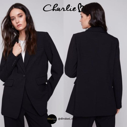 Charlie B - C6293-838B BLAZER WITH RUCHED BACK Jackets and Coats