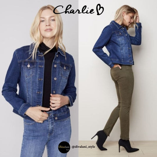 Charlie B - C6302S-431A Basic Denim Jacket Indigo - Jackets and Coats