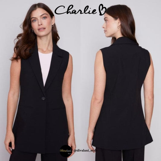 Charlie B - C6308-838B TAILORED BLAZER VEST Jackets and Coats