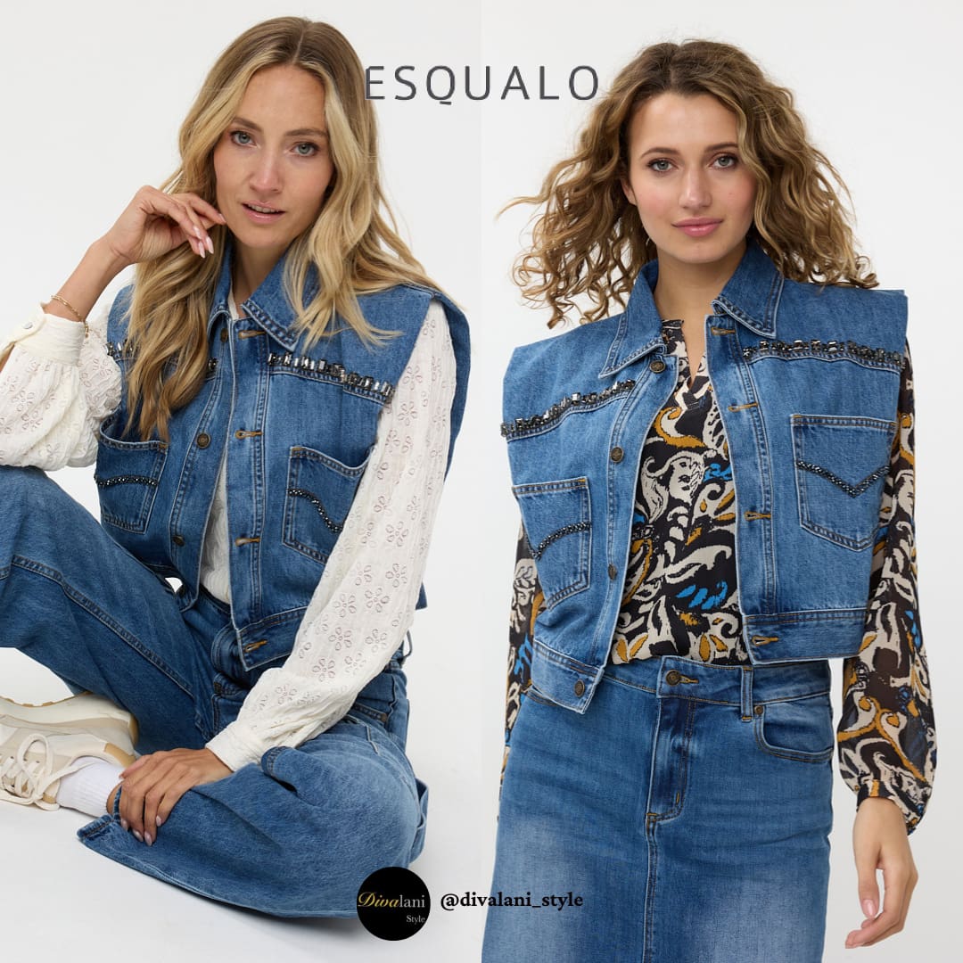 ESQUALO - F2412505 GILET DENIM STONES - Pants