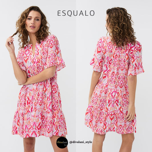 ESQUALO - HS2415214 DRESS SEERSUCKER IKAT WAVE - Dresses