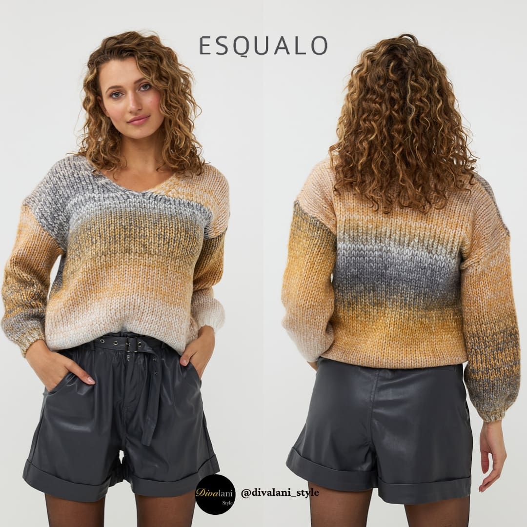 ESQUALO - W2402708 SWEATER GRADIENT V-NECK - Jackets and Coats