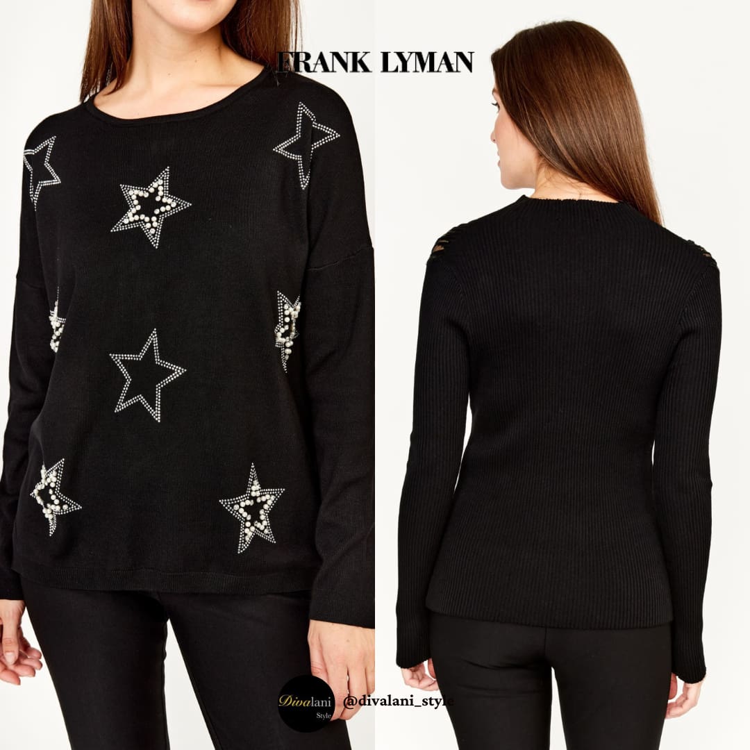 Frank Lyman - 233821U Embellished Star Top Black - Tops