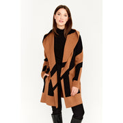 Divalani Style - 233857 Geometric Hooded Cardigan Brown/BLK