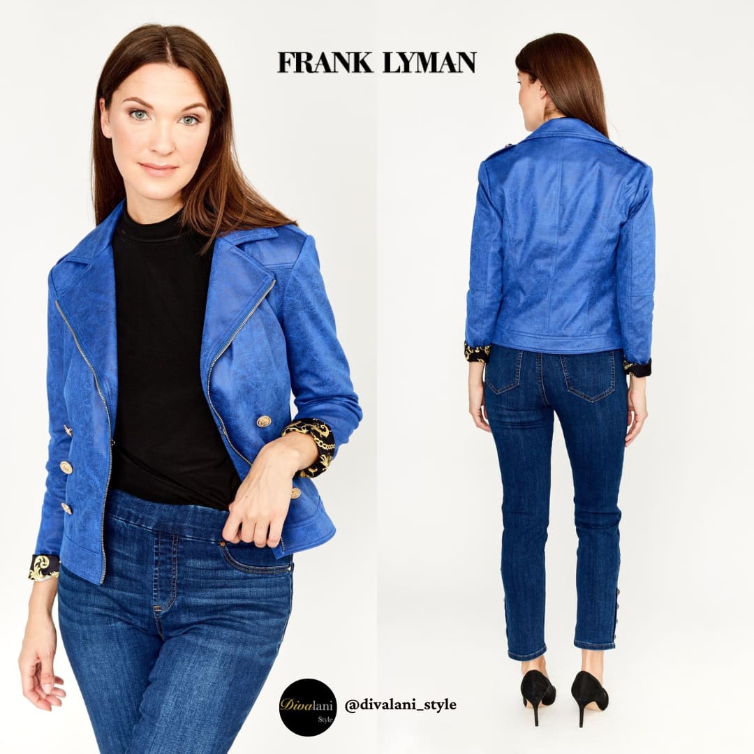 Frank Lyman - 233909 Faux Moto Jacket Cobalt Blue - Jackets and Coats