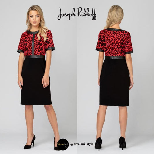 Joseph Ribkoff - 193696 Red and Black Leopard Dress by Joseph Ribkoff - Dress