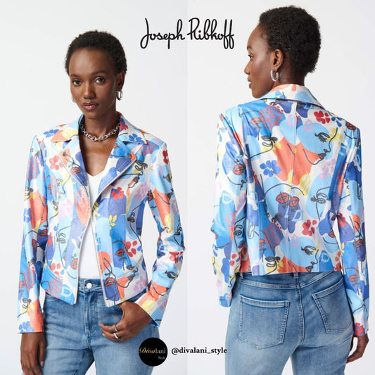 Joseph Ribkoff - 241910 MULTI-COLOUR FLORAL PRINT JACKET STYLE - Jackets and Coats