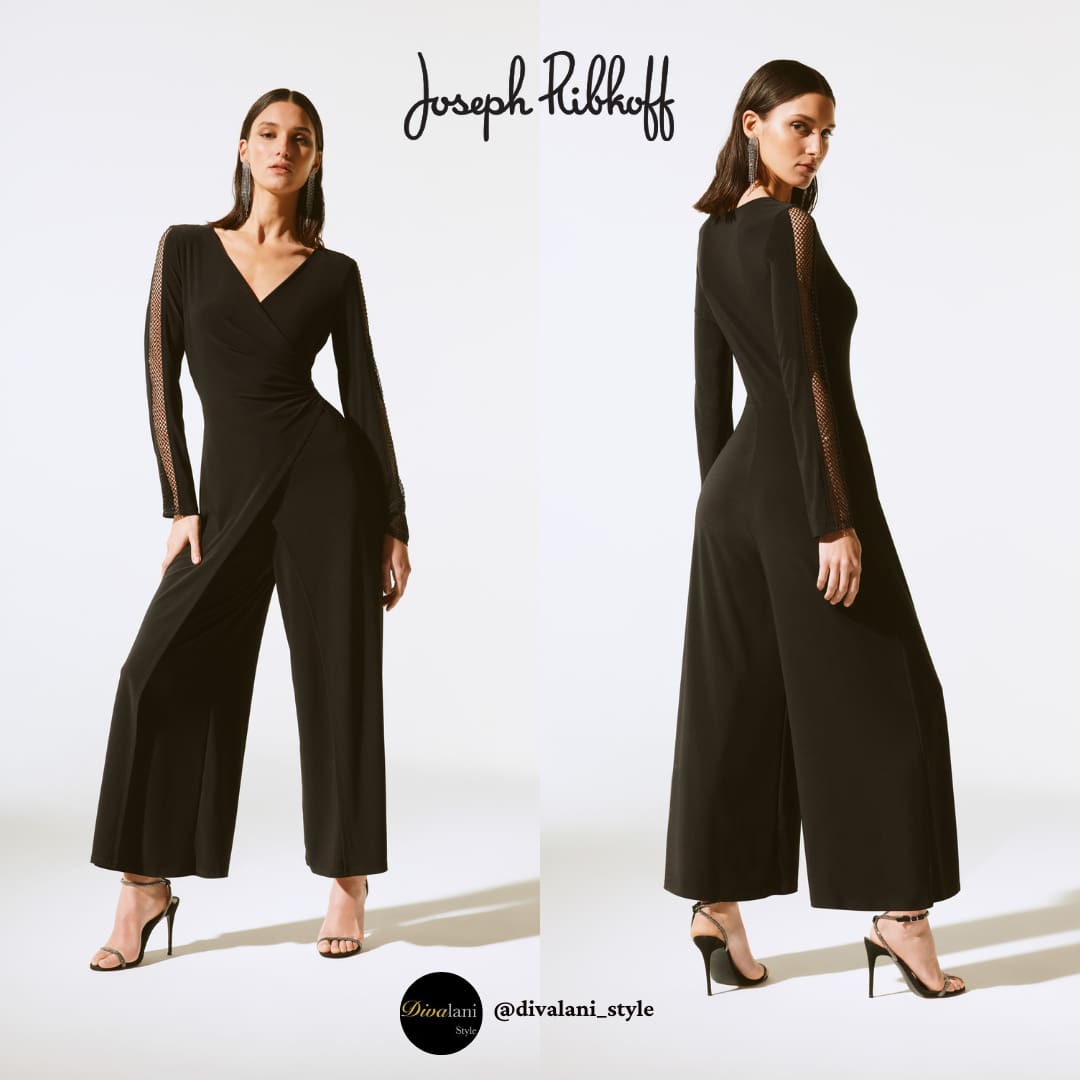 Joseph Ribkoff - 243722 FEMININE WRAP NET JUMPSUIT - Jumpsuits