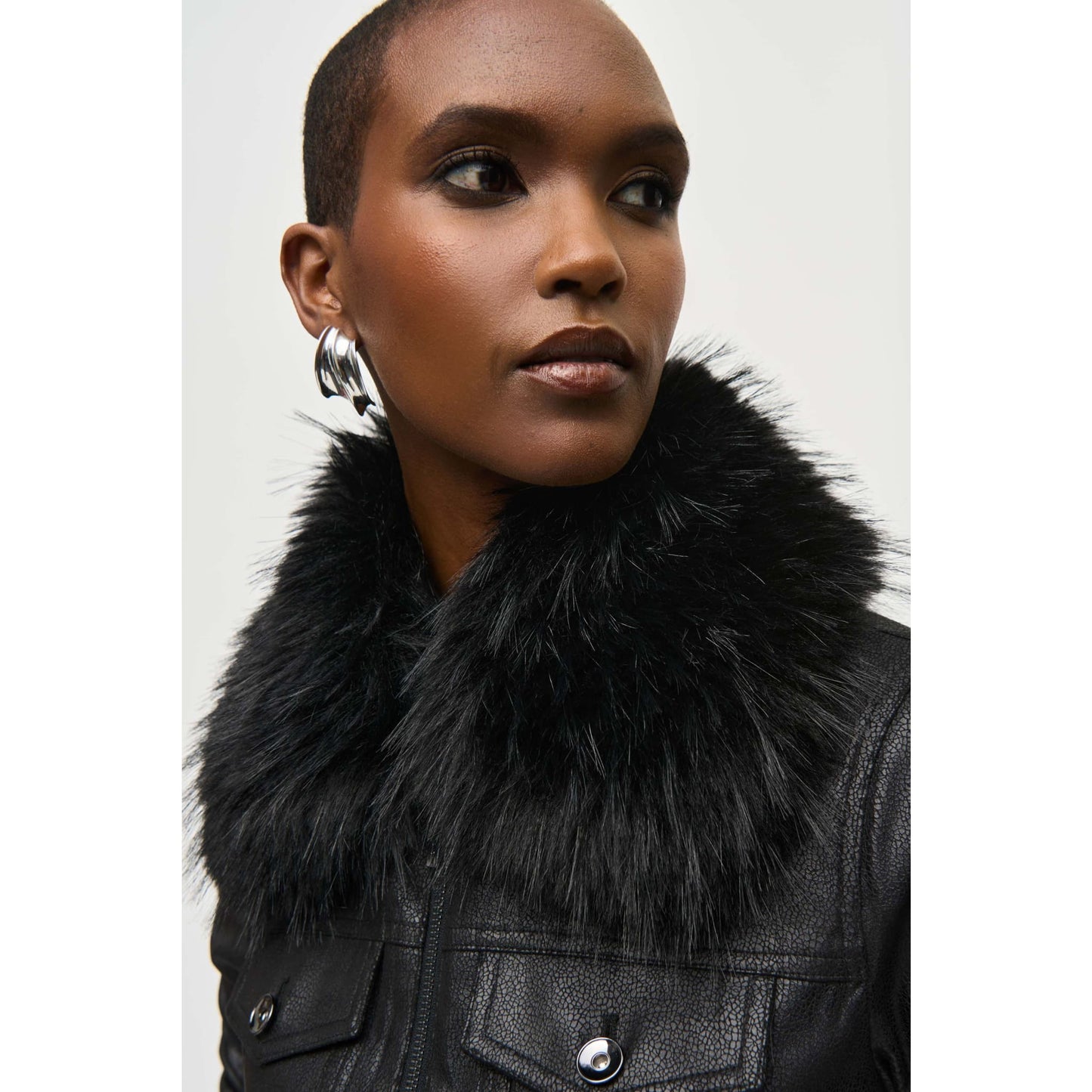 Joseph Ribkoff - 243907 FAUX FUR COLLAR SUEDE JACKET - Jackets and Coats