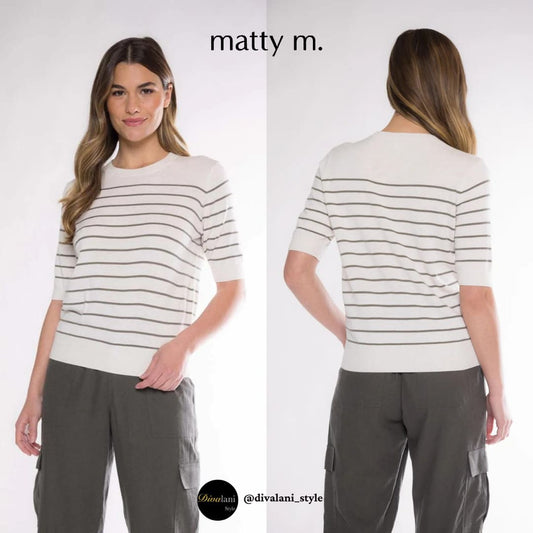 MATTY M - MS9605CAT CLAIRE SHORT SLEEVE SWEATER Tops