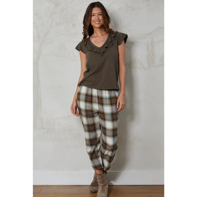 MODODOC - 44D-A2152 S/S RUFFLE NECK TEE - Tops