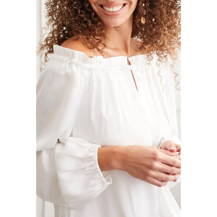 Tribal - 1602O-3856 L/S PEASANT BLOUSE-CREAM - Tops