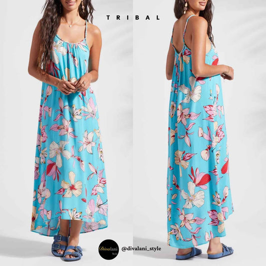 Tribal - 1643XX 388 SLEEVELESS HIGH LOW DRESS Dresses