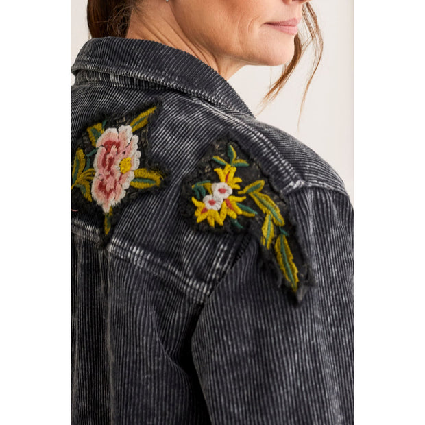 Tribal - 5319O-4881 SHACKET W/BACK EMBROIDERY - BLACK - Jackets and Coats