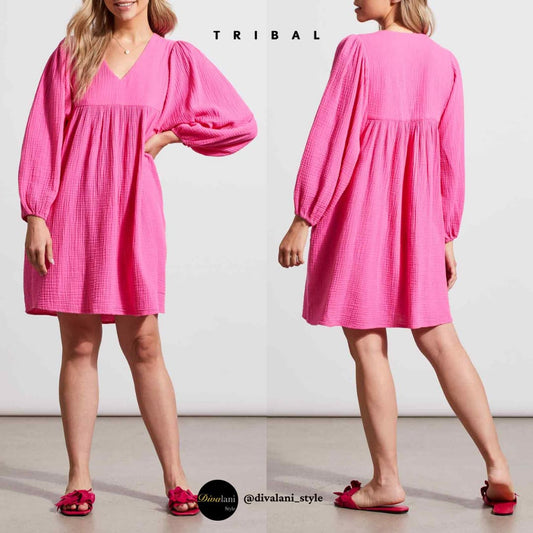 Tribal - 5344O-4555 3/4 PUFF SLEEVE DRESS Dresses