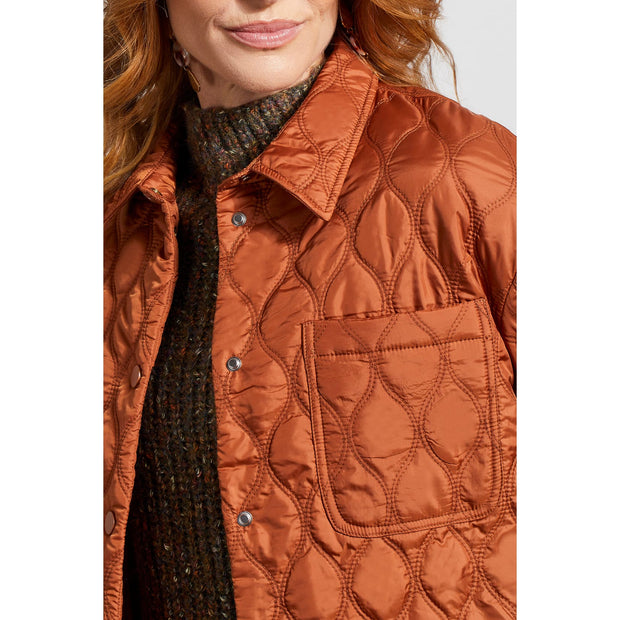 Tribal - 7963O-4895 QUILTED SNAPPED FRONT SHACKET - MOCHA - Jackets and Coats